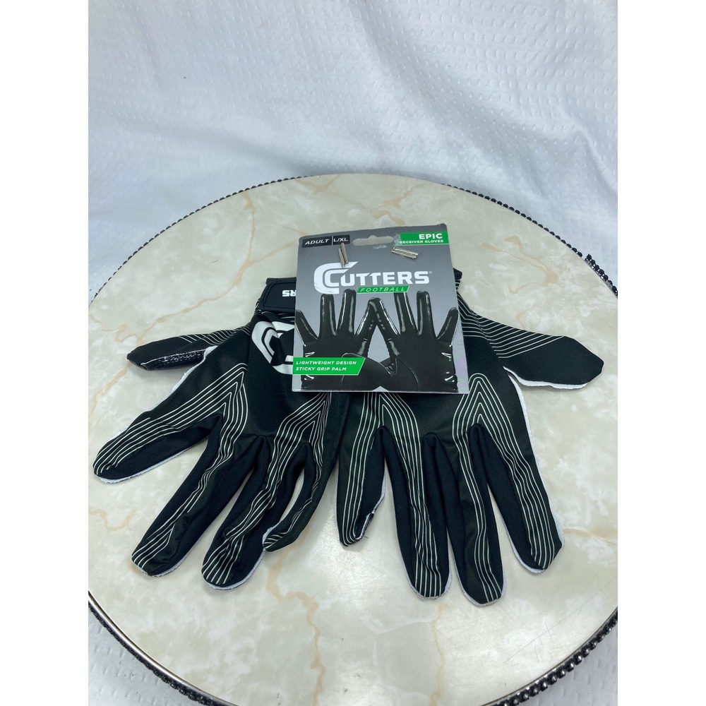 Cutters Epic Sticky Grip Football Receiver Gloves Men L/XL Black Sporty Athletic